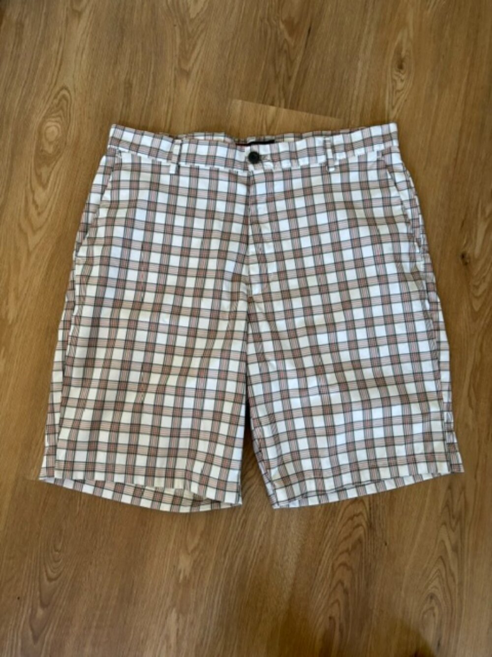 Chaps Mens Plaid Flat Front 9" Inseam Casual Golf Shorts EUC 34